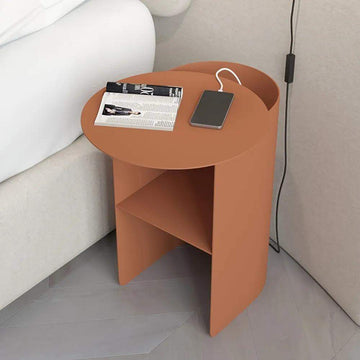 Modern Accent Tables Metal Side Table Round Small Metal Geometric Nightstand-Orange-Richsoul-End & Side Tables,Furniture,Living Room Furniture